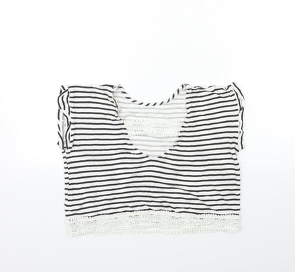 Miss Selfridge Womens Blue Striped  Basic T-Shirt Size 6