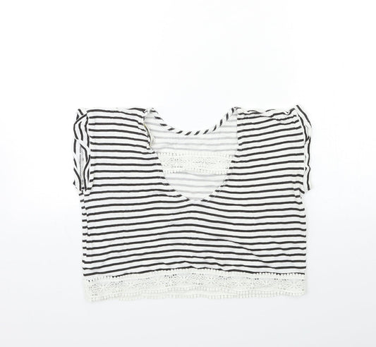 Miss Selfridge Womens Blue Striped  Basic T-Shirt Size 6