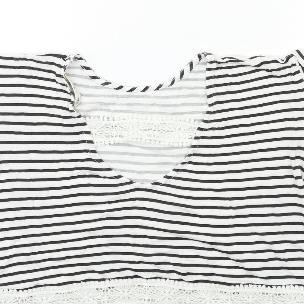 Miss Selfridge Womens Blue Striped  Basic T-Shirt Size 6