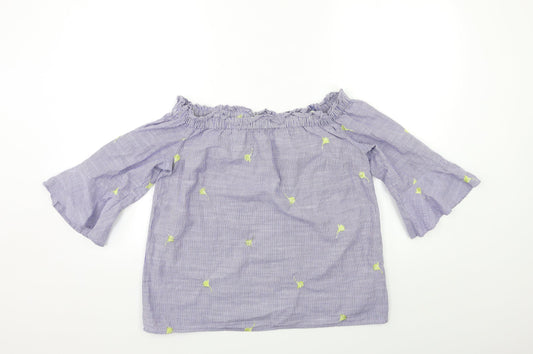 F&F Womens Blue Striped  Basic Blouse Size 8