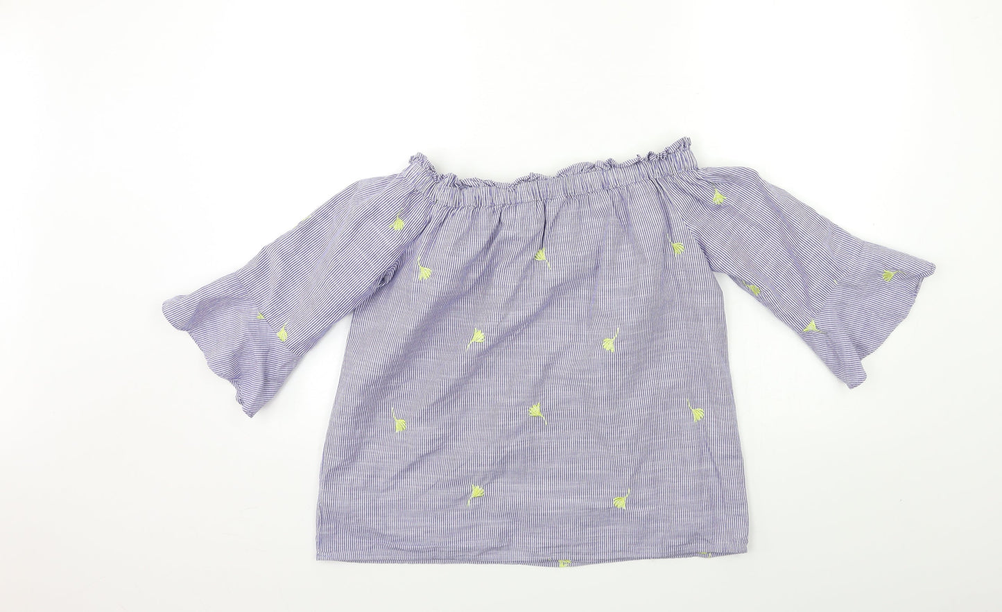 F&F Womens Blue Striped  Basic Blouse Size 8