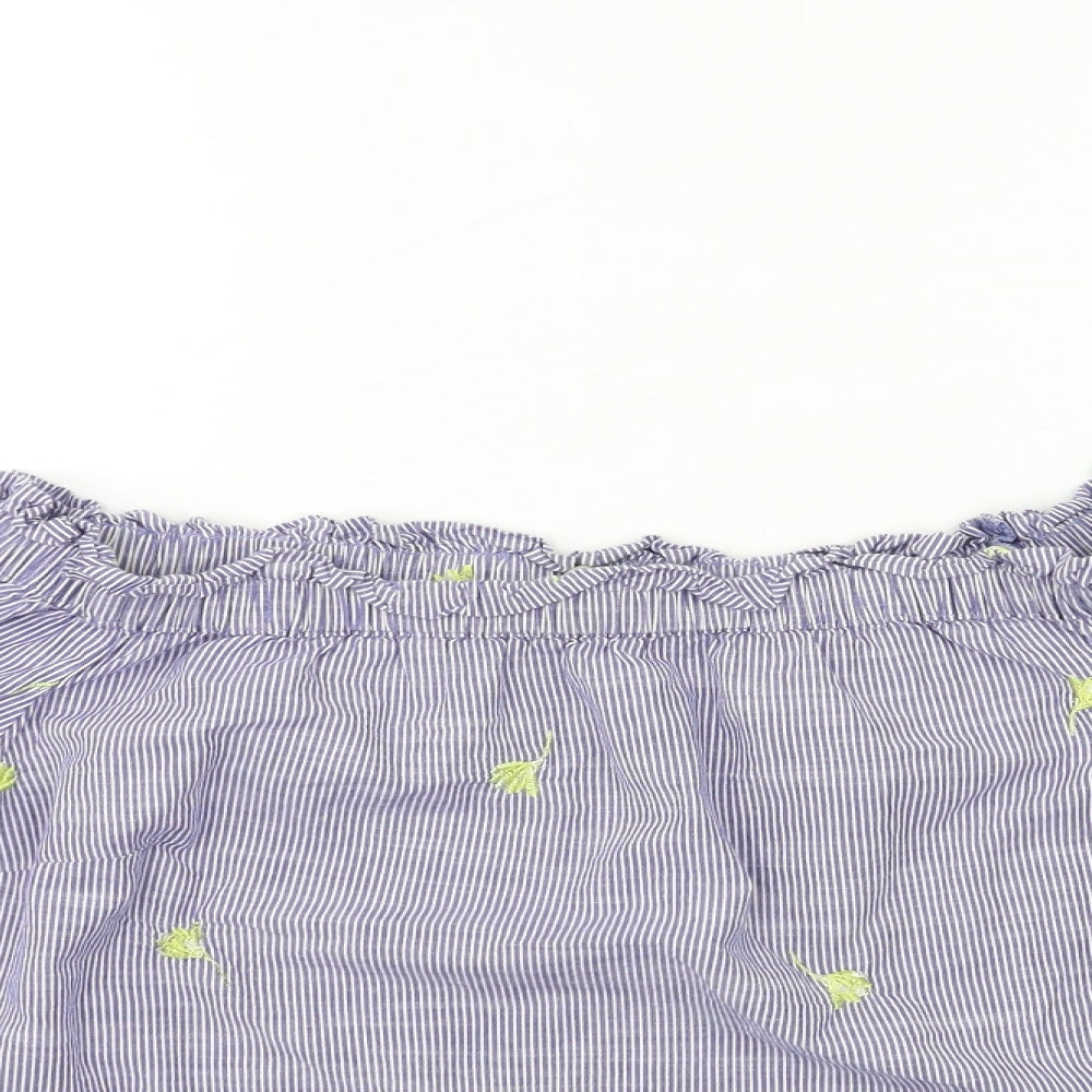 F&F Womens Blue Striped  Basic Blouse Size 8