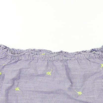 F&F Womens Blue Striped  Basic Blouse Size 8