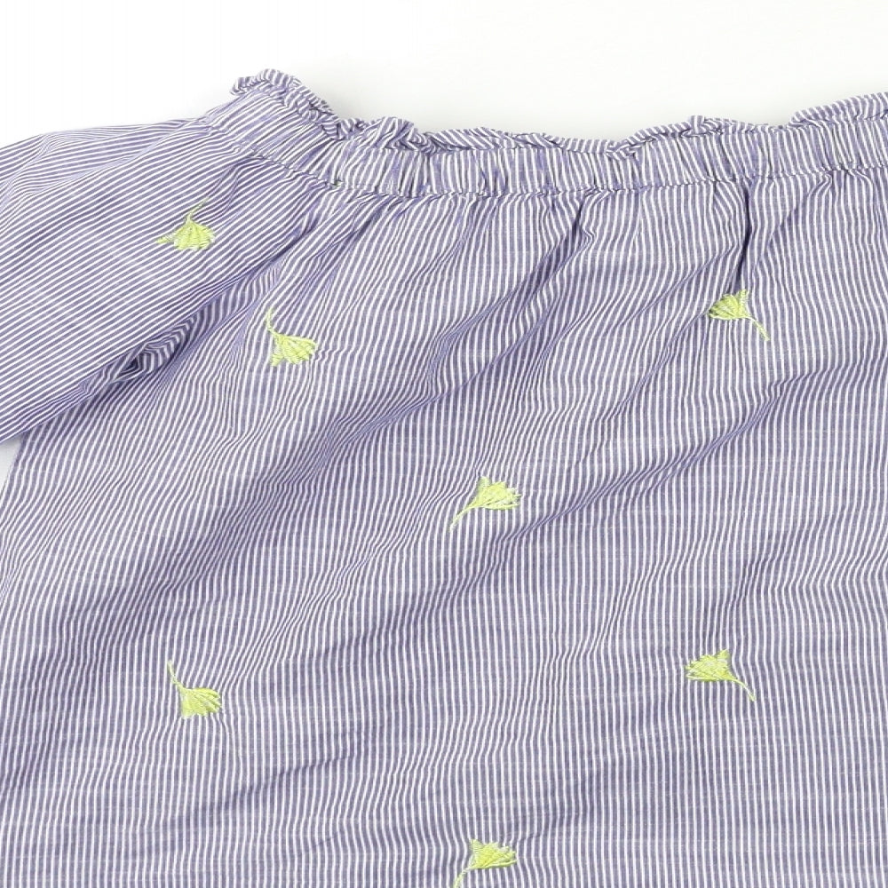 F&F Womens Blue Striped  Basic Blouse Size 8