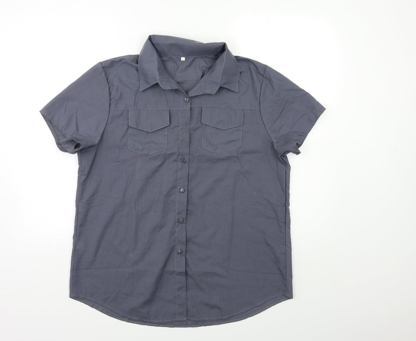 Mens UK Size L Preworn Grey  Button-Up Short Sleeve Casual Shirt