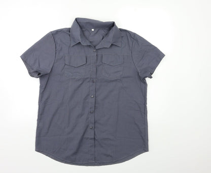 Mens UK Size L Preworn Grey  Button-Up Short Sleeve Casual Shirt