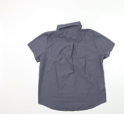 Mens UK Size L Preworn Grey  Button-Up Short Sleeve Casual Shirt