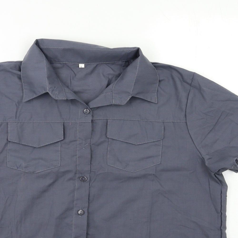 Mens UK Size L Preworn Grey  Button-Up Short Sleeve Casual Shirt