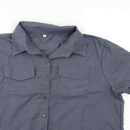 Mens UK Size L Preworn Grey  Button-Up Short Sleeve Casual Shirt