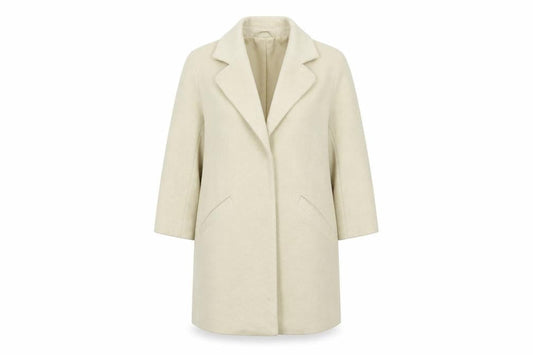 Front view of Atmosphere women’s beige overcoat coat, size UK 10