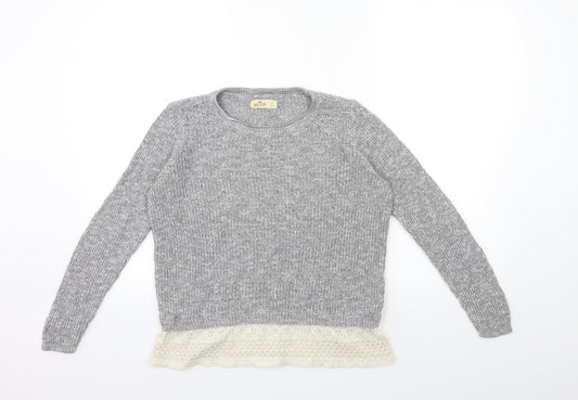 Womens UK Size S Hollister Grey Pullover Jumper