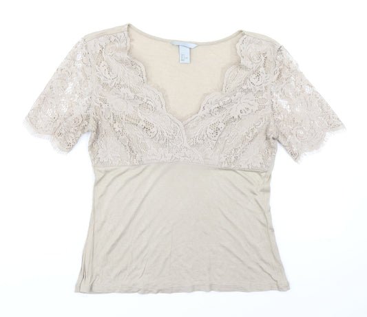 Womens UK Size S H&M Brown Basic Blouse