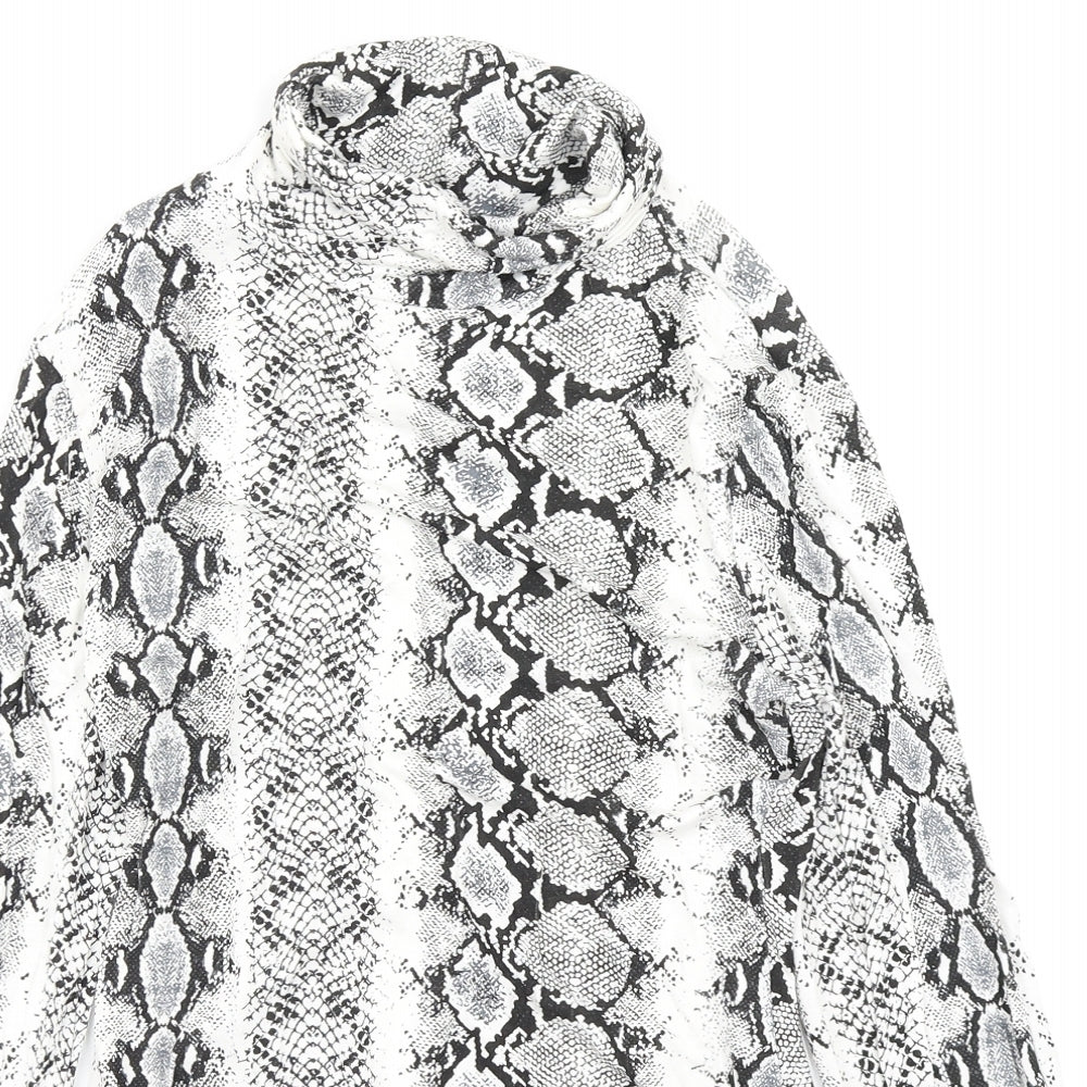 PRETTYLITTLETHING Womens White Animal Print  Bodysuit One-Piece Size 12