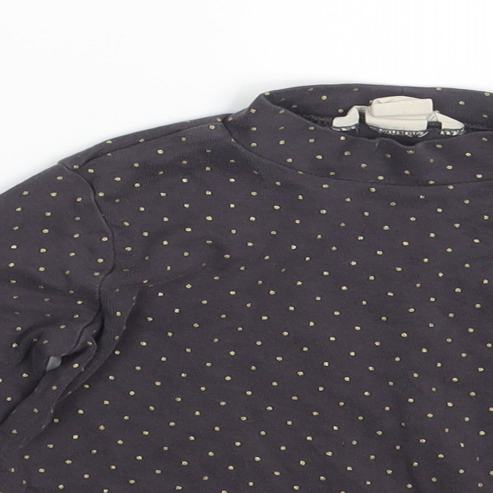 H&M Girls Grey Polka Dot  Pullover T-Shirt Size 4-5 Years