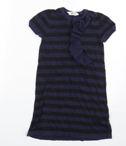 H&M Girls Blue Spotted  A-Line  Size 6-7 Years