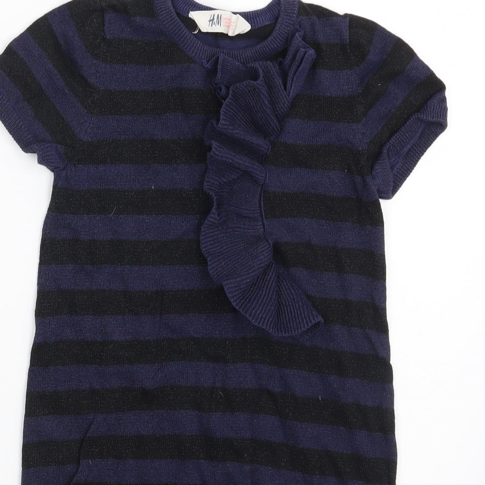 H&M Girls Blue Spotted  A-Line  Size 6-7 Years