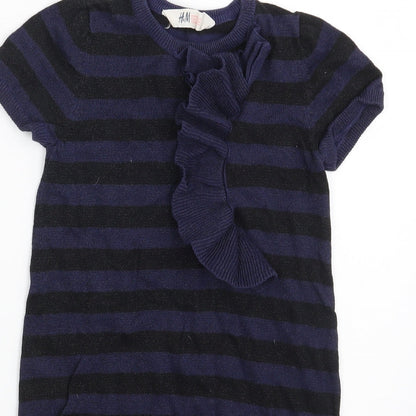 H&M Girls Blue Spotted  A-Line  Size 6-7 Years
