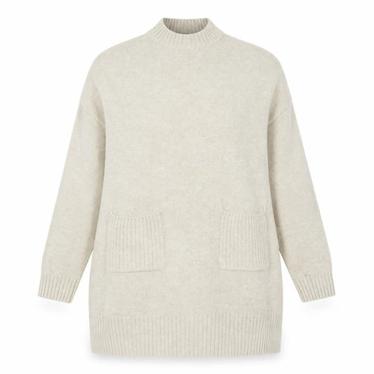 Front view of Miss Selfridge women’s ivory knit jumper, size UK 6