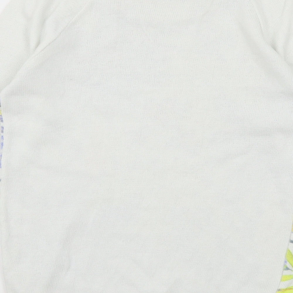 BASSINI Womens White Floral Knit Pullover Jumper Size M