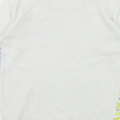 BASSINI Womens White Floral Knit Pullover Jumper Size M