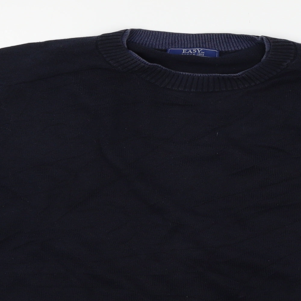 Easy Mens Blue  Knit Pullover Jumper Size M