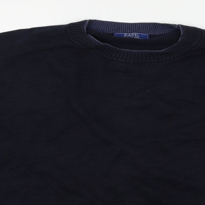 Easy Mens Blue  Knit Pullover Jumper Size M