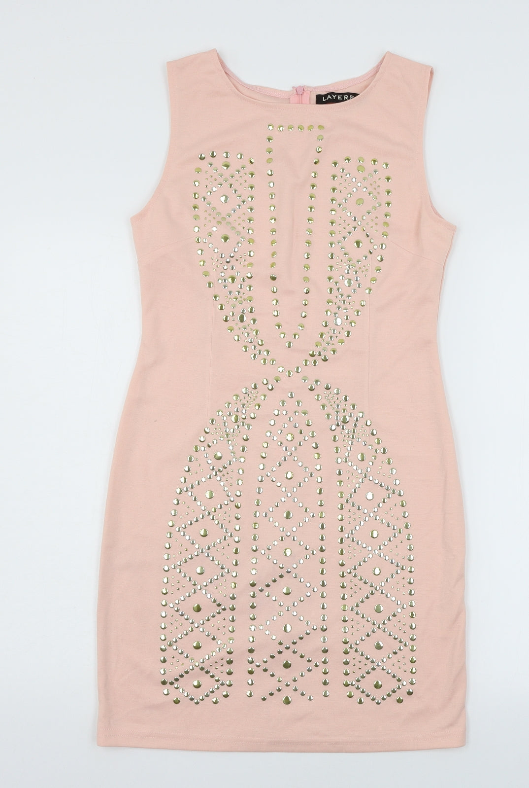 Layers Womens Pink Geometric Jersey Bodycon  Size S