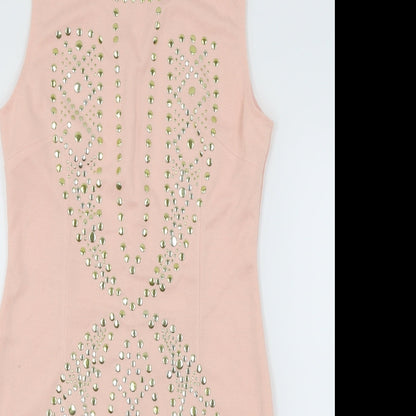 Layers Womens Pink Geometric Jersey Bodycon  Size S
