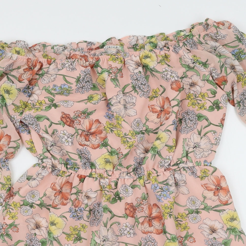 FOREVER 21 Womens Pink Floral  Fit & Flare  Size M