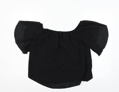 George Womens Black  Chiffon Basic Blouse Size 10