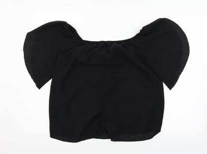 George Womens Black  Chiffon Basic Blouse Size 10