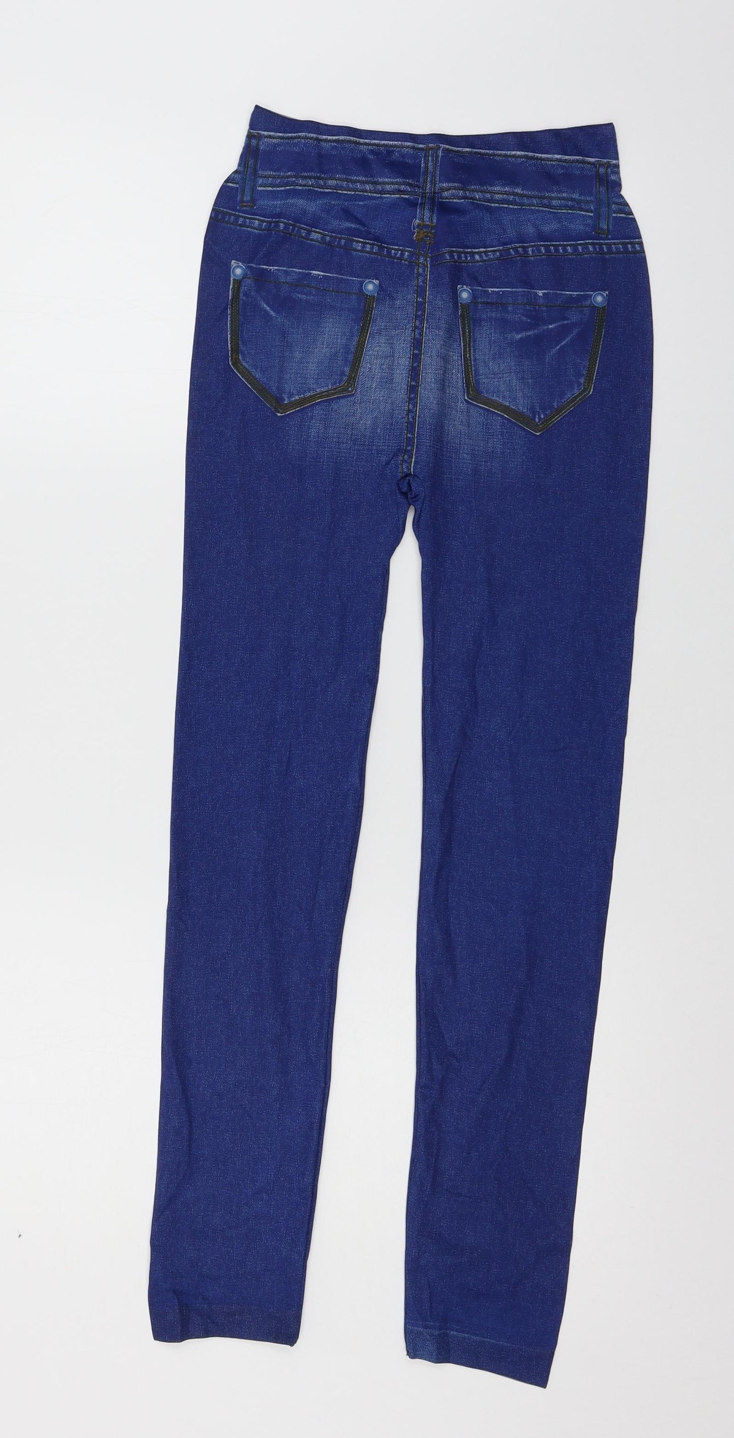lwuparty Womens Blue Geometric  Capri Leggings Size 26 in L26 in - Jegging look