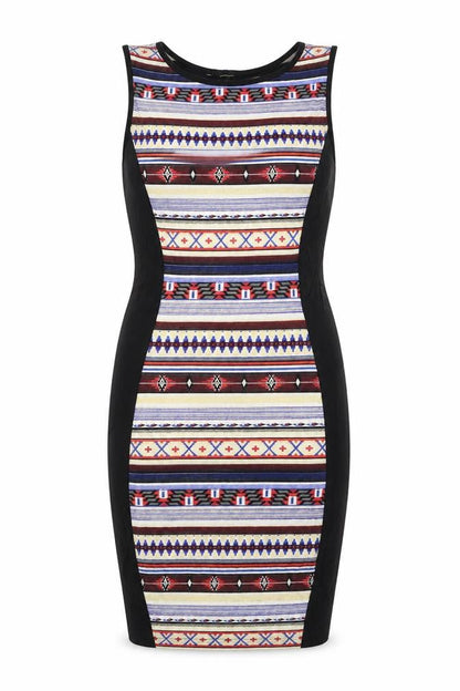 Parisian Signature Womens Multicoloured Geometric Jersey Bodycon  Size S