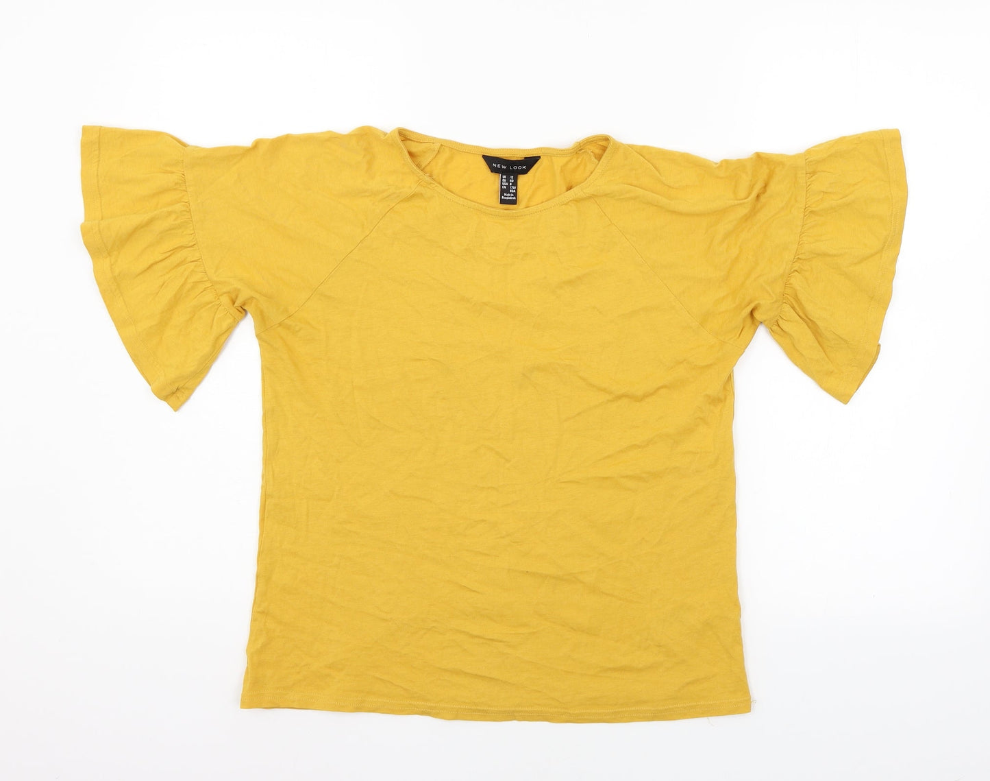 Womens UK Size 12 New Look Yellow Basic T-Shirt