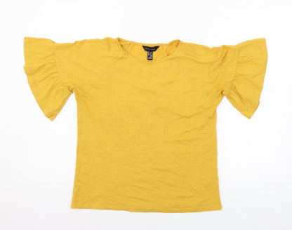 Womens UK Size 12 New Look Yellow Basic T-Shirt