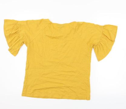 Womens UK Size 12 New Look Yellow Basic T-Shirt