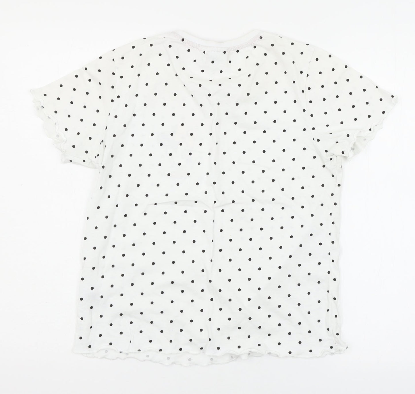 Disney Womens White Polka Dot Jersey Top Pyjama Top Size 10  - Minnie Mouse