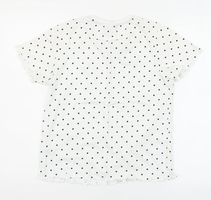 Disney Womens White Polka Dot Jersey Top Pyjama Top Size 10  - Minnie Mouse