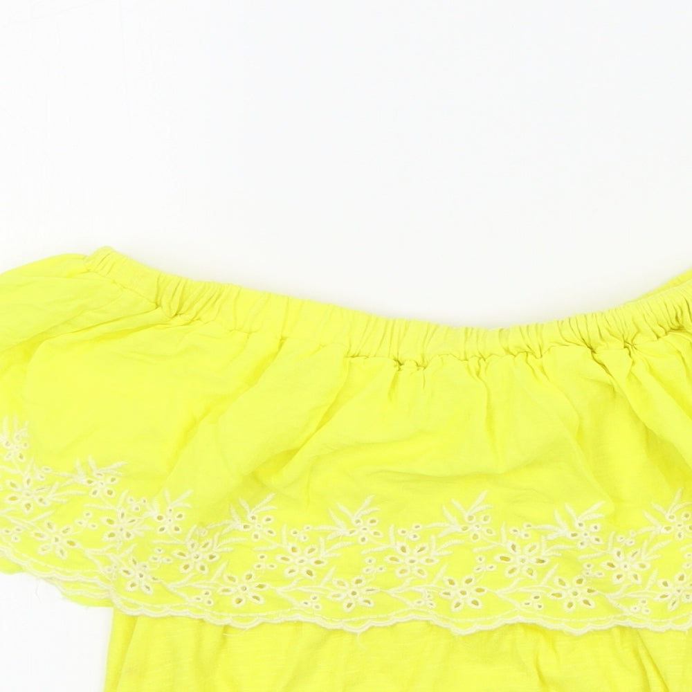 Primark Womens Yellow Colourblock  Basic T-Shirt Size 4