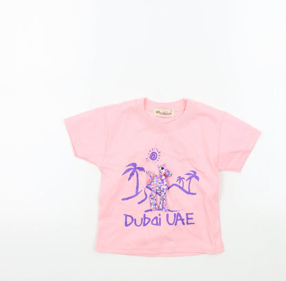 arabikka Girls Pink Colourblock  Basic T-Shirt Size 18-24 Months