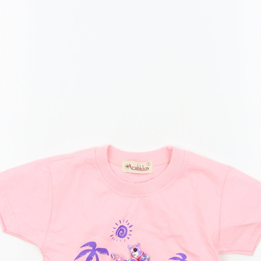 arabikka Girls Pink Colourblock  Basic T-Shirt Size 18-24 Months