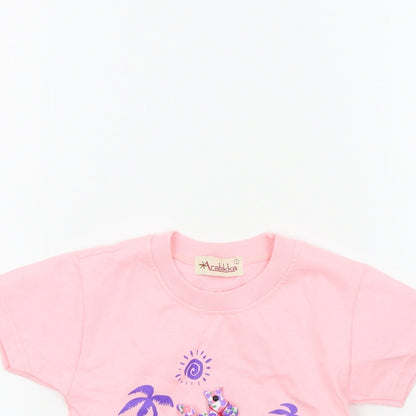 arabikka Girls Pink Colourblock  Basic T-Shirt Size 18-24 Months