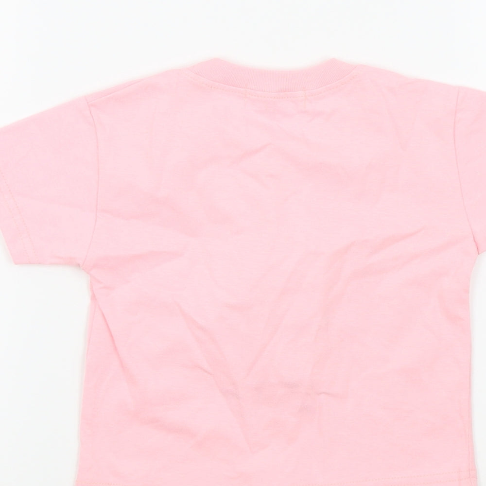 arabikka Girls Pink Colourblock  Basic T-Shirt Size 18-24 Months