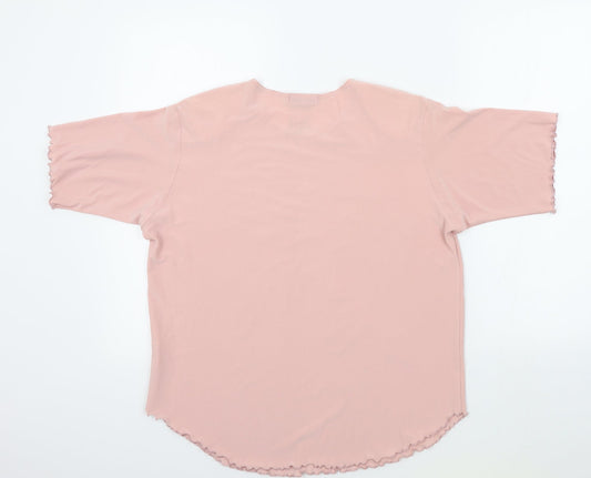 Womens UK Size 18 Sonic Pink Basic T-Shirt