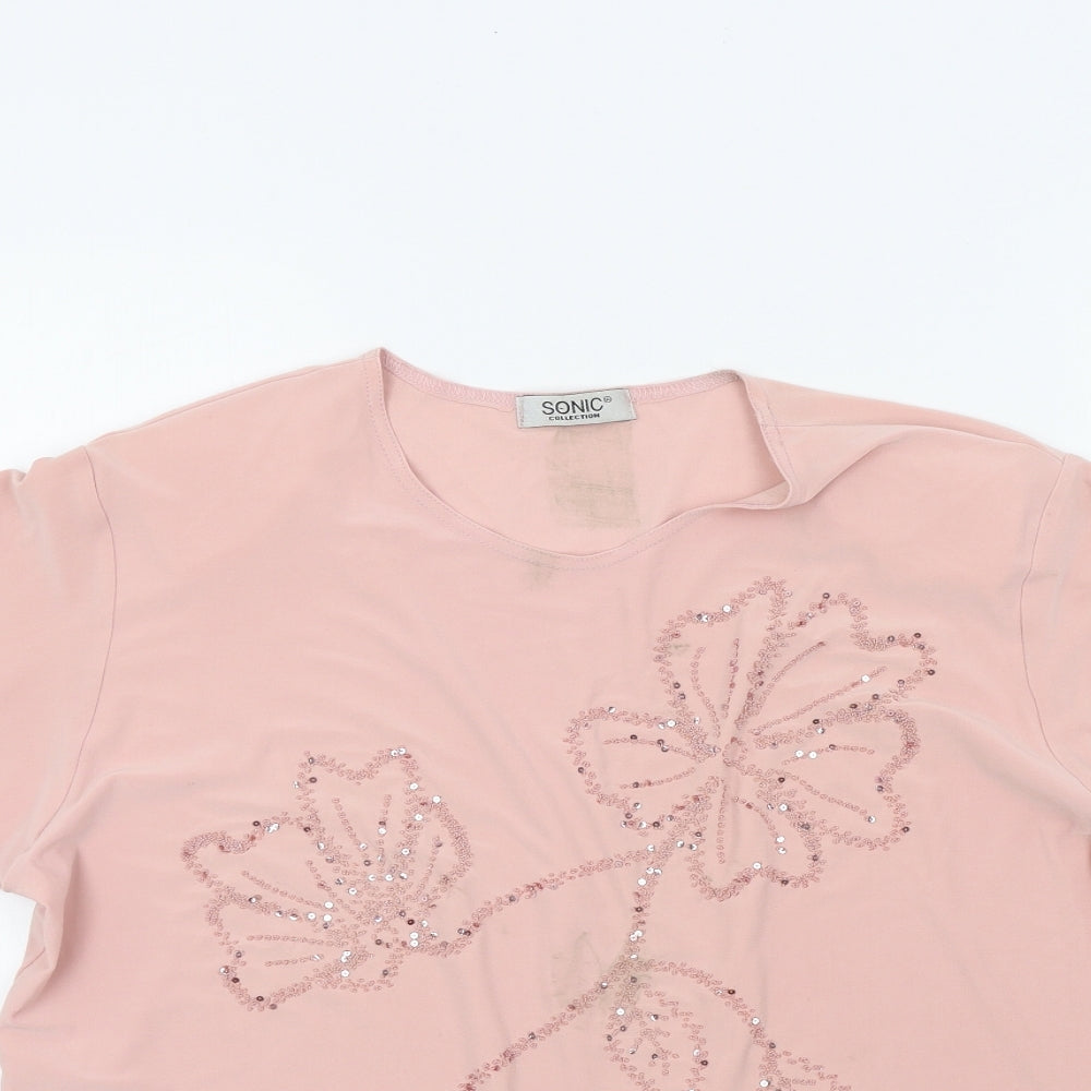 Womens UK Size 18 Sonic Pink Basic T-Shirt