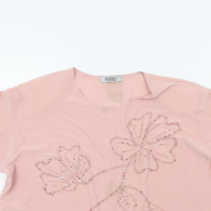 Womens UK Size 18 Sonic Pink Basic T-Shirt