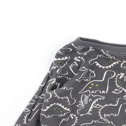 Asda George Boys Grey Geometric  Babydoll Pyjama Top Size 12-18 Months