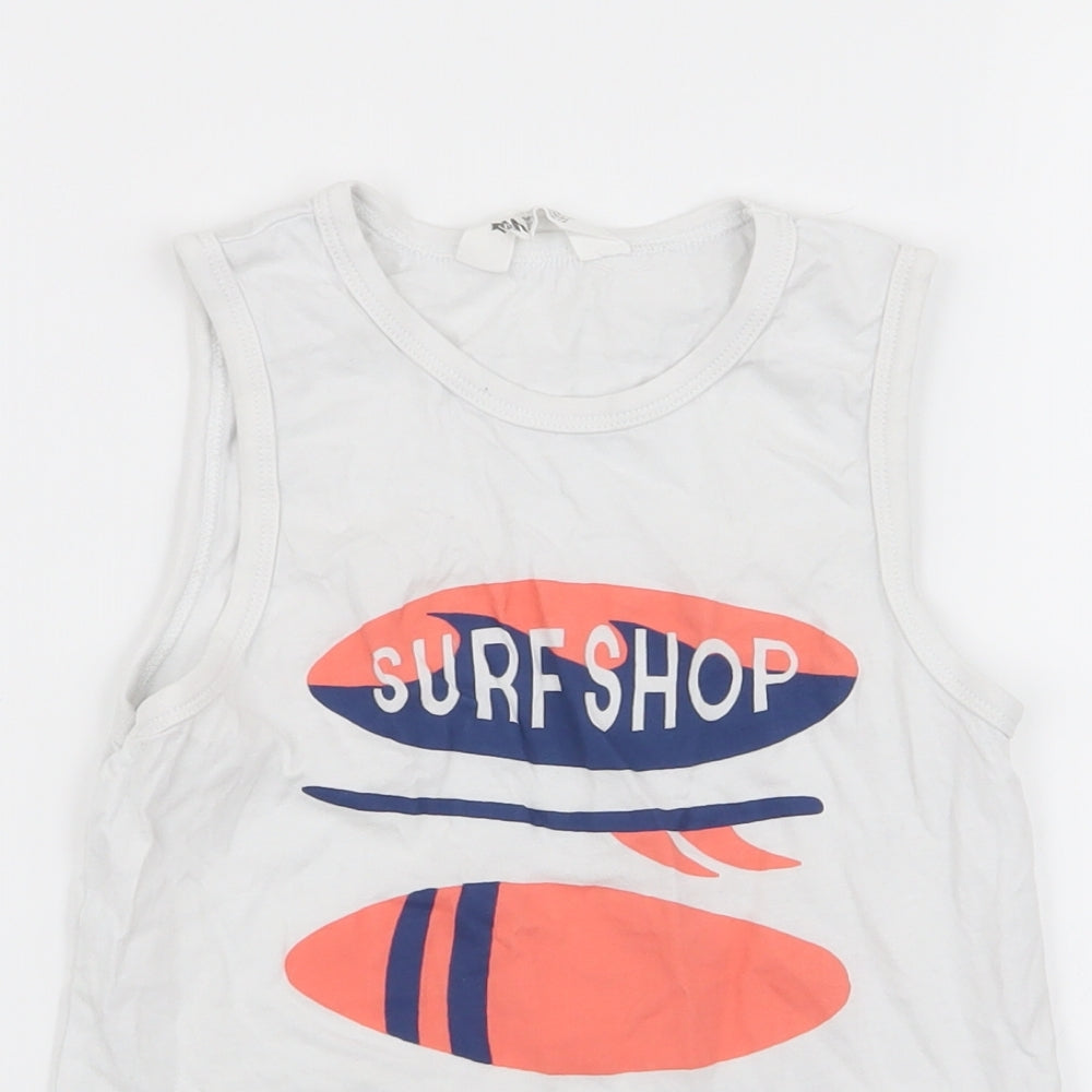 H&M Boys White   Basic Tank Size 7-8 Years