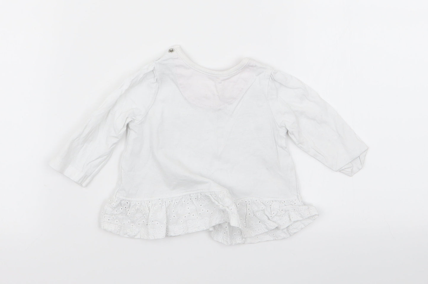 Nutmeg Girls White Floral  Basic T-Shirt Size 0-3 Months