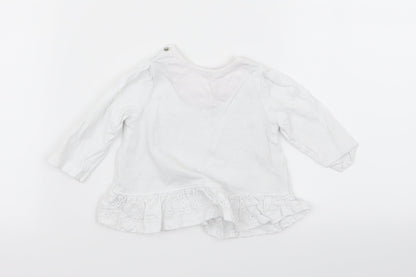 Nutmeg Girls White Floral  Basic T-Shirt Size 0-3 Months